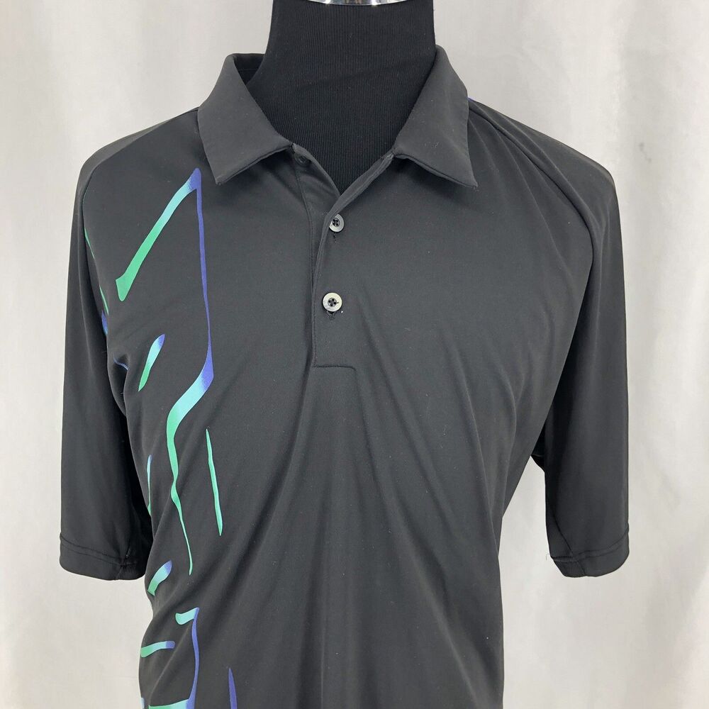 Adidas Black Green Purple Abstract Geometric Golf Golf Polo Shirt Z78667 XXL